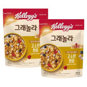 켈로그 고소한큐브 현미 그래놀라, 500g, 2개