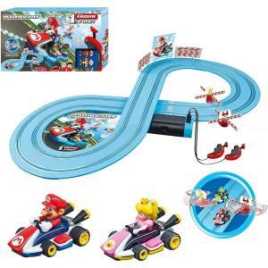 CARRERA Carrera First Mario Kart 스피너가 있는 슬롯 카 레이스 트랙 자동차 2대 포함: 마리오 피치 배터