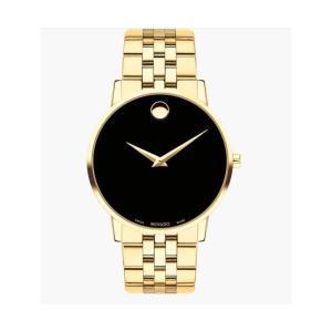 Movado Museum 클래식 Men 시계 [세금포함] [정품] 블랙 다이얼 골드 Tone 40mm -0607203 손목시계 명품시