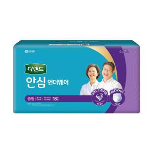 테온셀 디펜드 안심플러스 언더웨어 중형 72매 18매X4팩 성인용 기저귀 팬티형