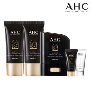 AHC 마스터즈 아쿠아리치 선크림 듀오세트+에어리치 선스틱 14g+(GIFT)선크림 10ml+클렌징폼30ml