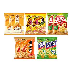 빵부장 마늘빵2개,오징어집2개,포테토칩 오리지널,2개,양파링2개,새우깡2개