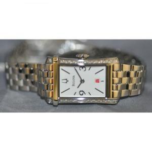 Bulova Ladies 다이아몬드 Winslow 화이트 다이얼 스테인레스 스틸 시계 [세금포함] [정품] 96R187 패션시