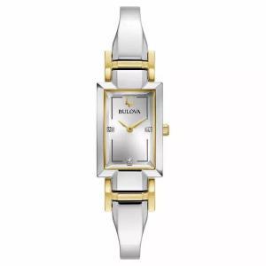 Bulova 클래식 다이아몬드 Two-Tone 스테인레스 스틸 쿼츠 Ladies 시계 [세금포함] [정품] 98P229 / NWT 명