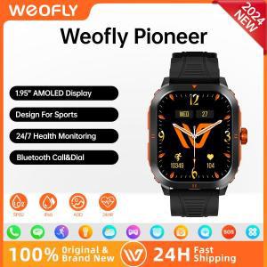 WeoflyPioneer 스마트 워치 AMOLED BT 통화 심박수 추적기, 혈압 100 + 스포츠 모드 스마트워치 AOD 남성용