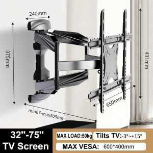 풀 브라켓 마운트 TV 벽 32 400x600mm 틸트 하중 50kg 화면에 -75 인치 VESA 브래킷 세트