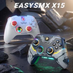 EasySMX X15 RGB 무선 게임패드, 블루투스 컨트롤러, PC 윈도우, 스위치, 전화, TV와 호환 가능, 매핑 홀