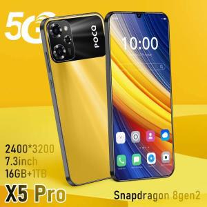 7.3 HD 스크린 스마트폰, X5 프로, 16G + 1T 5G, 듀얼 심 셀룰라, 안드로이드 잠금 해제, 108MP, 6800mAh