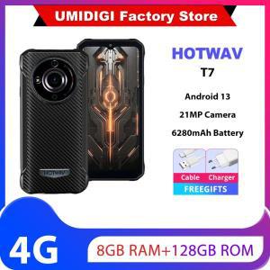 HOTWAV T7 견고한 4G 스마트폰, 6.52 인치 HD + 디스플레이, 옥타코어 4GB + 128GB, 안드로이드 13 21MP 후