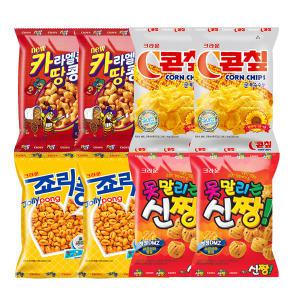 크라운 카라멜콘땅콩 72gx2개+콘칩 70gx2개+죠리퐁 74gx2개+신짱 120gx2개(총8개)