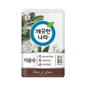 깨끗한나라 더 순수 3겹 25m 30롤 X 1팩 화장지 휴지