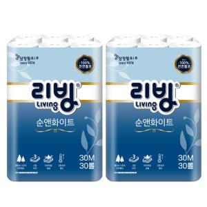 [삼정펄프] 리빙 순앤화이트 3겹 화장지 30M 30롤 x2