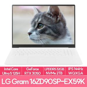 LG전자 그램 프로16 16ZD90SP-EX59K 인텔 울트라5 RTX3050탑재 램32G NVMe2TB교체 대학생 노트북 추천 EU