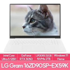 LG전자 그램 프로16 16ZD90SP-EX59K 인텔 울트라5 RTX3050탑재 램32G NVMe2TB교체 WIN11 대학생 노트북 추천 EU