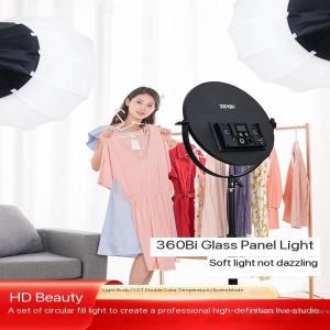 YB PB-360Bi LED 비디오 라이트 라운드 패널 조명 스트 메이크업 사진 리모컨 포함