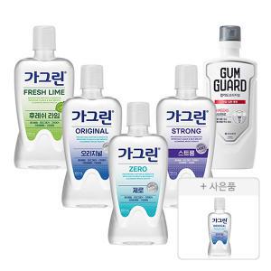 가그린 제로, 820ml, 1개 + 오리지널, 820ml, 1개 + 스트롱, 750ml, 1개 + 상쾌한라임, 750ml, 1개 + 검가드 오리지널, 750ml, 1개 + 증정 (오리지널, 250ml, 1개)