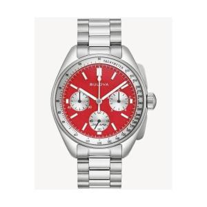 Bulova 루나 파일로트 Red 다이얼 Men 크로노그랩 스테인레스 스틸 시계 [세금포함] [정품] 96K115 손목시