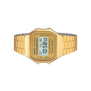 Casio A168WG-9A 남녀공용 골드 스테인레스 스틸 디지털 경보 Eliminator 라이트 시계 [세금포함] [정품]