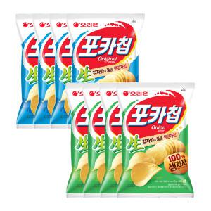 오리온 포카칩 오리지널, 66g, 4개 + 어니언, 66g, 4개