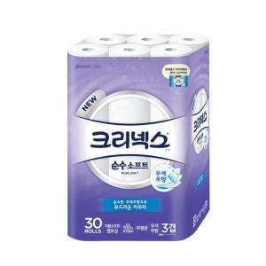 유한킴벌리 크리넥스 3겹 순수소프트 30MX30롤 1팩 화장지 두루마리휴지