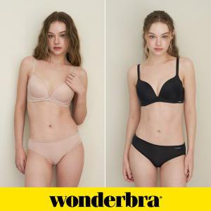 [Wonderbra] 퓨징 볼륨 노와이어 브라팬티 4종세트 베이지+블랙 WBW4N3536_T