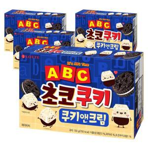 롯데웰푸드 ABC초코쿠키 쿠키앤크림, 130g, 4개