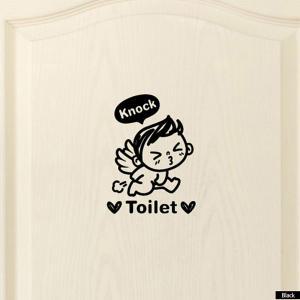 fovV3 아기천사Toilet Shower 화장실 포인트스티커 블랙 팬시스티커 시트지 케릭터스티커 인테리어스티커