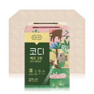 코디 에코그린 무향 각티슈 (180매x6입)x4팩 /미용티슈