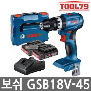 보쉬 GSB18V-45 충전 임팩드릴드라이버 18V 2.0Ah *2개 GSB18V-21 후속 임팩트드릴