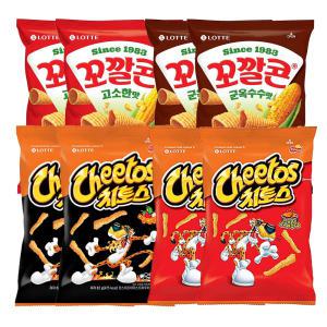 롯데웰푸드 꼬깔콘 고소한맛, 67g, 2개 + 군옥수수맛, 67g, 2개 + 치토스 매콤한맛, 82g, 2개 + 바비큐맛, 82g, 2개