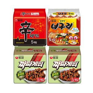 농심 올리브 짜파게티, 140g, 5입(멀티), 2개 + 신라면120g ,5입(멀티),1개 + 얼큰한너구리120g,5입,1개