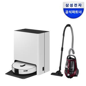 삼성전자 비스포크 스팀 물걸레 로봇청소기 유선진공청소기 패키지 VR7MD96516G+VC33T3550LP