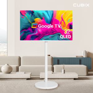 무빙큐빅스 스마트 32인치 FHD QLED 삼탠바이미 화이트에디션 스탠딩 이동식 TV 삼텐바이미 중소바이미