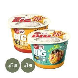 [CJ제일제당][1등 컵밥] 햇반 컵반 BIG 스팸김치덮밥 328g x5개+스팸마요덮밥 307g x1개