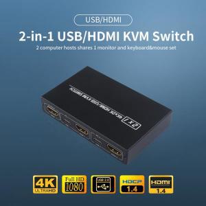 AIMOS AM-KVM 2-in-1 HDMI 호환 USB 스위치, 2K * 지원, 호스트 공유 1 모니터 키보드 및 마우스 세트, 201