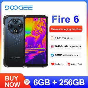 DOOGEE Fire 6 러기드 폰, 안드로이드 14 휴대폰, 6GB RAM, 256GB ROM, 6.56 인치, 90Hz 디스플레이, 50MP