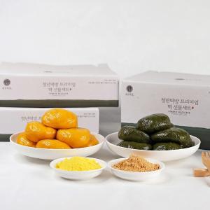 [전라도 청년]쫀득쫀득 찹쌀 쑥+호박인절미 2kg(20개) 선물세트 (콩고물+카스테라가루증정)