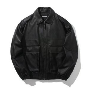 [하프클럽/]유니)VEGAN LEATHER A2 FIELD JACKET (BLACK)