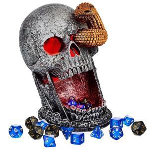 Dice Tower Skull 주사위 타워 롤러 LED 조명 해골 포함 테이블 탑 롤플레잉 게임용 버튼 배터리