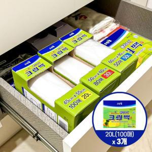 크린랩 분리수거 크린백 20L 100매 x 3개   비닐봉지 재활용 투명