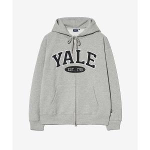 YALE 투톤아치 후드집업_그레이