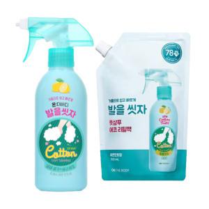 온더바디 발을씻자 코튼풋 풋샴푸 레몬 385ml 2개 리필 500ml 2개