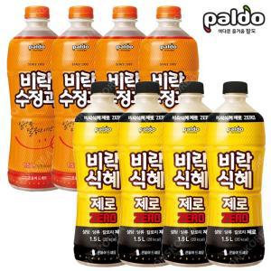 팔도 1.5L 비락 식혜 제로 4개+수정과 4개 총 8pet 전통 음료수