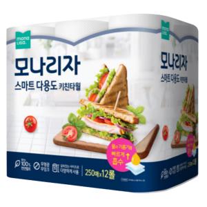 모나리자 스마트 다용도 키친타월 250매 12롤 x 1팩