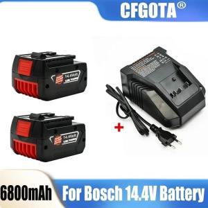 충전식 리튬 이온 배터리 Bosch 14.4V BAT607G BAT614 + 충전기  6800mAh