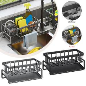 스테인레스 스틸 주방 싱크대 배수 랙 자체 선반 스폰지 보관 수도꼭지 거치대 막대 정리함