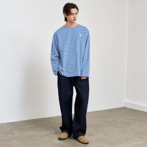 UNISEX 롱슬리브 보더 티셔츠 [DUST BLUE] / SBE1U01003-MAN