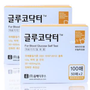 글루코닥터 당뇨 검사 혈당 시험지 측정지 2박스 200매(AGM-2100 전용)(26|07월)