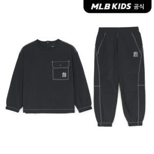 [MLB키즈 공식] 25SS 베이직 아웃도어 우븐 맨투맨 세트 NY (Black) 7AS2B0151-50BKS