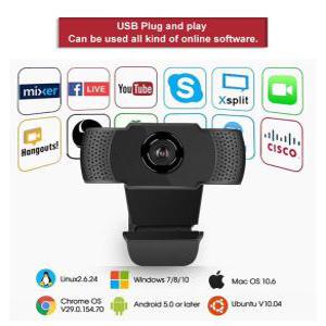 풀 HD 웹 카메라 LED 필 라이트 마이크 USB 플러그 PC 컴퓨터 맥 노트북 데스크탑 카메라용 1080P 웹캠